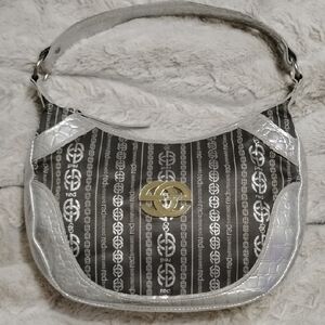 Red By Marcecko Vintage Signature Shoulder Bag With Metallic Silver Croc Leather